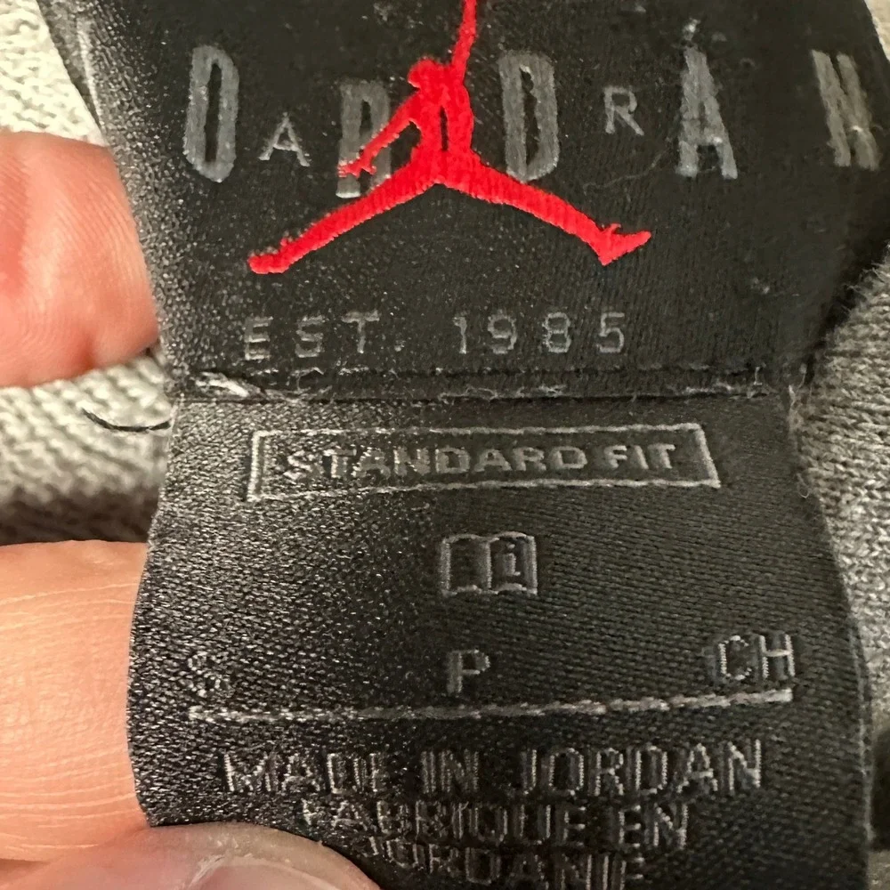 Nike Jordan Hoodie Mens Small Jumpman Air Grey Black Graphic Pullover Sweatshirt
